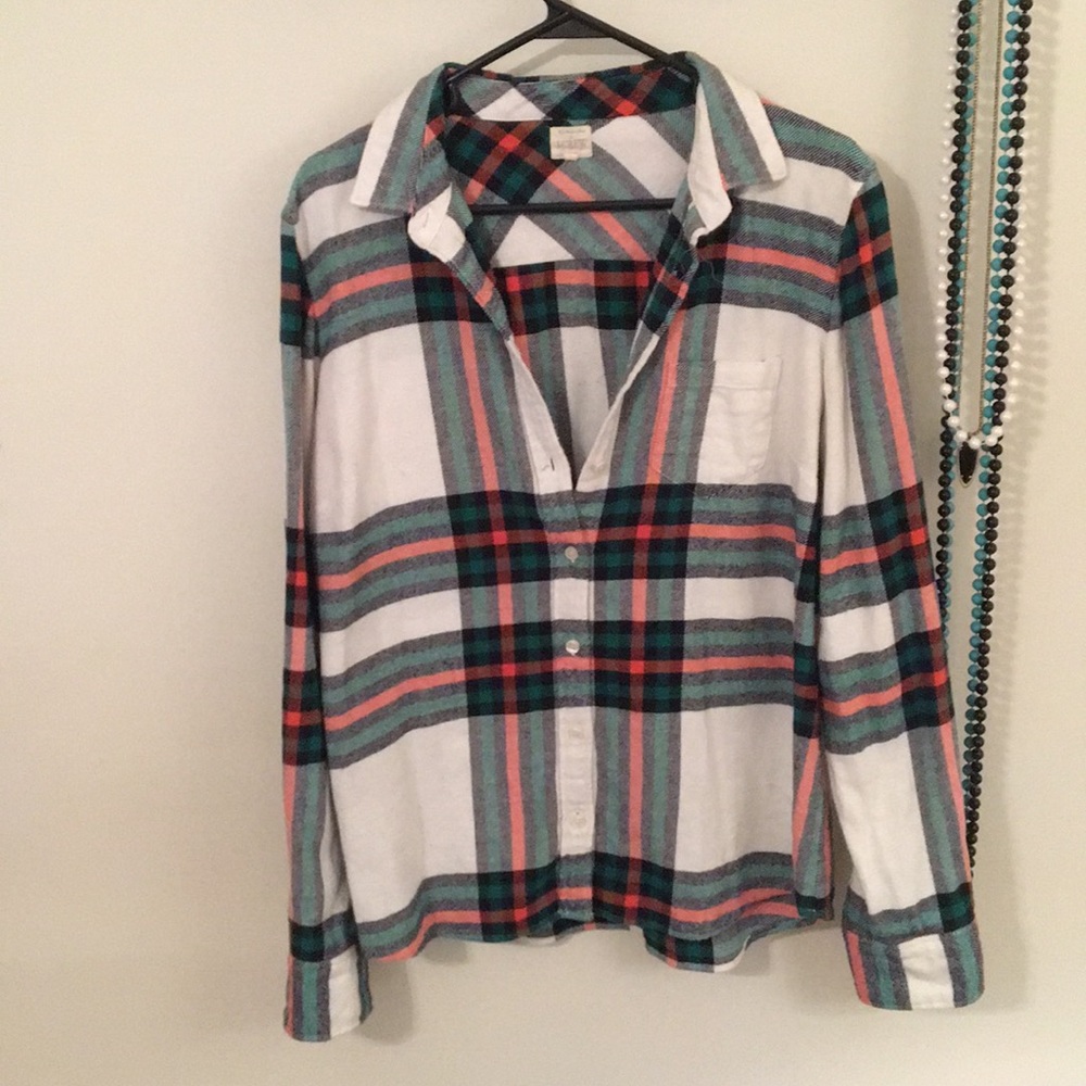 J Crew “the perfect shirt” plaid button down